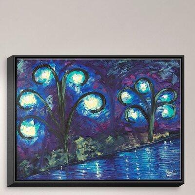 DiaNoche Designs 'Twilight of Love' Framed Watercolor Painting Print on Canvas in Black/Blue/Indigo | 12.75 H x 15.75 W x 1 D in | Wayfair