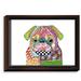 DiaNoche Designs 'Pug Dog' Framed Watercolor Painting Print on Wrapped Canvas in Blue/Green/Red | 25.75 H x 37.75 W x 1 D in | Wayfair