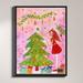 DiaNoche Designs 'Christmas Tree' Framed Painting Print on Canvas in Green/Pink/Red | 25.75 H x 19.75 W x 1 D in | Wayfair