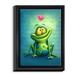 DiaNoche Designs 'The Frog II' Framed Graphic Art Print on Canvas in Blue/Green/Pink | 21.75 H x 17.75 W x 1 D in | Wayfair