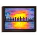 DiaNoche Designs 'City of Lights' Framed Graphic Art Print on Wrapped Canvas in Black/Blue/Pink | 13.75 H x 17.75 W x 1 D in | Wayfair