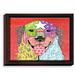 DiaNoche Designs 'Golden Retriever Dog Watermelon' Framed Graphic Art Print on Wrapped Canvas in Blue/Green/Red | 13.75 H x 17.75 W x 1 D in | Wayfair