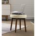 Elle Decor Penelope Round Tufted Stool Polyester/Wood/Upholstered in Gray/White/Brown | 16.75 H x 16 W x 16 D in | Wayfair OTMPENIVYL01