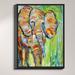 DiaNoche Designs 'Wild Elephant' Framed Print on Canvas in Blue/Green/Red | 25.75 H x 19.75 W x 1 D in | Wayfair CANB-KarenTarltonWildElephant4