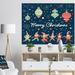 East Urban Home Merry Christmas Dancing Elf Children & Snow Flakes - Graphic Art Print Canvas/Metal in Blue | 16 H x 32 W x 1 D in | Wayfair