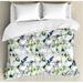 East Urban Home Flower Floral Pattern w/ Sweet Pea Blossoms in Watercolor Paint Effect Spring Theme Duvet Cover Set Microfiber in Gray | Wayfair