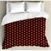 East Urban Home Abstract Old Fashion Retro Polka Dots Motif Feminine Fashion Repeating Rounds Print Duvet Cover Set Microfiber in Brown | Wayfair