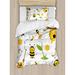 East Urban Home Collage Flying Bees Daisy Honey Chamomile Flowers Pollen Spring Animal Print Duvet Cover Set Microfiber | Twin | Wayfair