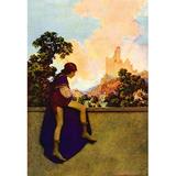 Buyenlarge 'The Knave Watching Violetta Depart' by Maxfield Parrish Graphic Art in Blue/Brown/Green | 42 H x 28 W x 1.5 D in | Wayfair