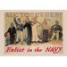 Buyenlarge 'All Together Enlist in the Navy' by Henry Reuterdahl Vintage Advertisement in Green/Red | 28 H x 42 W x 1.5 D in | Wayfair