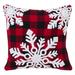 The Holiday Aisle® Shaver Buffalo Plaid Snowflake Design Cotton Throw Pillow Down/Feather/Cotton | 18 H x 18 W x 1 D in | Wayfair
