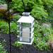 LumaBase Silver Solar Powered Lantern w/ LED Candle, Glass in Gray | 13.5 H x 5.5 W x 5.5 D in | Wayfair 94101