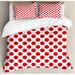 Ambesonne Geometric 50s 60s Old Pop Art Retro Vintage Rounds Circles Decor Art Print Duvet Cover Set Microfiber in Red/White | Wayfair