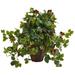 Charlton Home® 19" Artificial Foliage Plant in Planter Silk/Wood/Plastic in Brown | 19 H x 28 W x 28 D in | Wayfair