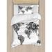 Ambesonne Modern Artistic Sketch Style World Map w/ Floral Charm Purity on Earth Themed Print Duvet Cover Set Microfiber | Twin | Wayfair