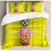 Ambesonne Live Laugh Love Tropical Pineapple w/ Sunglasses on Wood Board Joyful Print Duvet Cover Set Microfiber | King | Wayfair nev_35829_king