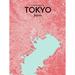 OurPoster.com 'Tokyo City Map' Graphic Art Print Poster in Maritime Paper in Pink | 17 H x 11 W x 0.05 D in | Wayfair OP-HNDA03EN