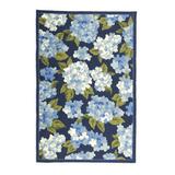 Blue 24 x 0.37 in Indoor/Outdoor Area Rug - Plow & Hearth Hydrangeas Hand-Hooked Area Rug, Polypropylene | 24 W x 0.37 D in | Wayfair 53P5U BL