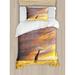 Ambesonne Giraffe in Savannah under Clouds at Sunset Duvet Cover Set Microfiber in Brown | Twin | Wayfair nev_10442_twin