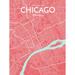 OurPoster.com 'Chicago City Map' Graphic Art Print Poster in Maritime Paper in Blue/Pink | 24 H x 18 W x 0.05 D in | Wayfair OP-ORDC03EN