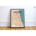 OurPoster.com 'Chicago City Map' Graphic Art Print Poster in Tricolor Paper in Blue/Red/Yellow | 20 H x 16 W x 0.05 D in | Wayfair OP-ORDB06EN