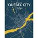 OurPoster.com 'Quebec City City Map' Graphic Art Print Poster in Amuse Paper in Blue/Yellow | 17 H x 11 W x 0.05 D in | Wayfair OP-YQBA04EN