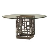 Tommy Bahama Home Ocean Club South Sea Dining Table w/ Glass Top Glass/Metal in Brown | 30 H x 54 W x 54 D in | Wayfair 536-875-54C