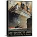 Global Gallery 'United States Lines/Leviathan”' by R. S. Pike Vintage Advertisement on Wrapped Canvas in Brown | 22 H x 15.1 W x 1.5 D in | Wayfair