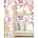 House of Hampton® Caballero Removable Nursery Watercolor Flowers 8.33' L x 25" W Peel & Stick Wallpaper Roll Vinyl in Pink | 25 W in | Wayfair