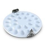 Vagabond House Garden Friends Chicken Deviled Egg Platter All Ceramic/Earthenware/Stoneware in Gray/White | 13 W in | Wayfair K302CK