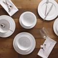Wrought Studio™ Monford Round Rim Embossed Wave 12 Piece Dinnerware Set, Service for 4 Porcelain/Ceramic in White | Wayfair