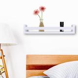 Gracie Oaks Floating Shelf Wood in Brown/White | 3.75 H x 16.75 W x 4 D in | Wayfair 64CA147CD9F74AC2B6FC2E1E5B87A88A