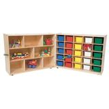 Wood Designs Tray & Shelf Folding Storage w/ (25) Trays Wood in Brown | 38 H x 96 W x 15 D in | Wayfair 23603AP