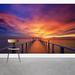 Wallums Wall Decor Tropical Pier Sunset 8' x 144" 3 Piece Wall Mural Fabric in Red | 144 W in | Wayfair 506303338-144x96