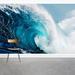 Wallums Wall Decor Blue Ocean Wave Crest 8' x 144" 3 Piece Wall Mural Fabric in Blue/Gray | 144 W in | Wayfair 155380802-144x96