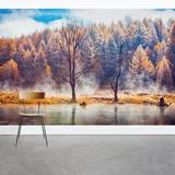 Wallums Wall Decor Autumn River 8' x 144" 3 Piece Wall Mural Fabric in Gray | 144 W in | Wayfair 490685852-144x96