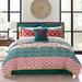 Bohemian Stripe Comforter Turquoise/Orange 7Pc Set Full/Queen - Lush Decor 16T003343