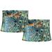 Set of 2 Peacock Print Drum Lamp Shades 14x16x11 (Spider)