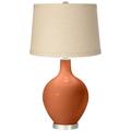 Robust Orange Burlap Drum Shade Ovo Table Lamp