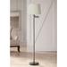 360 Lighting 60 1/2" Beige Drum Bronze Swing Arm Floor Lamp