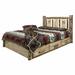 Loon Peak® Glacier Country Collection Lodge Pole Pine Platform Storage Bed Wood in Gray/White | 47 H x 46 W in | Wayfair