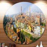 East Urban Home Cityscape 'Florence Panoramic View' Photograph, Metal in Blue/Green/Orange | 23 H x 23 W x 1 D in | Wayfair