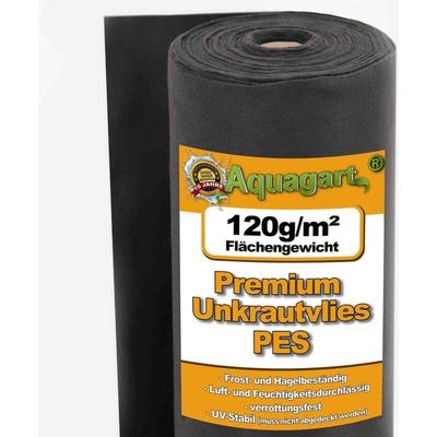 Aquagart - 50m² Gartenvlies Unkrautvlies Mulchvlies Bodengewebe Geotexilvlies 120g 1m breit