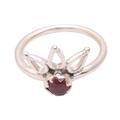 Lotus Crown,'Crown Motif Garnet Cocktail Ring from Bali'