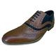 Mens Leather Lace Up 5 Eyelet Brogues Oxford Formal Dress Shoes Size 6-12 - Tan - UK 9