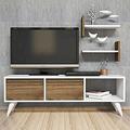 Minar by Homemania TV-Schrank Foxy, Holz, Weiß-Walnuss, 120x30x40 cm - 39,4x16x21,4 cm