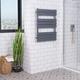 Warmehaus Bathroom Flat Panel Sand Grey 300 w Electric & Dual Fuel Heated Warming Towel Rail Radiator Rad 800 x 600 mm