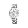 Festina Damen Chronograph Quarz Uhr mit Edelstahl Armband F20391/1, Silber