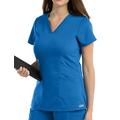 BARCO Grey’s Anatomy Women’s Mia Top, V-Neck Medical Scrub Top w/ 3 Pockets & Princess Seaming - blue - Large