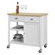 SoBuy FKW62-WN, Kitchen Storage Trolley Serving Trolley Kitchen Cabinet with Rubber Wood Worktop